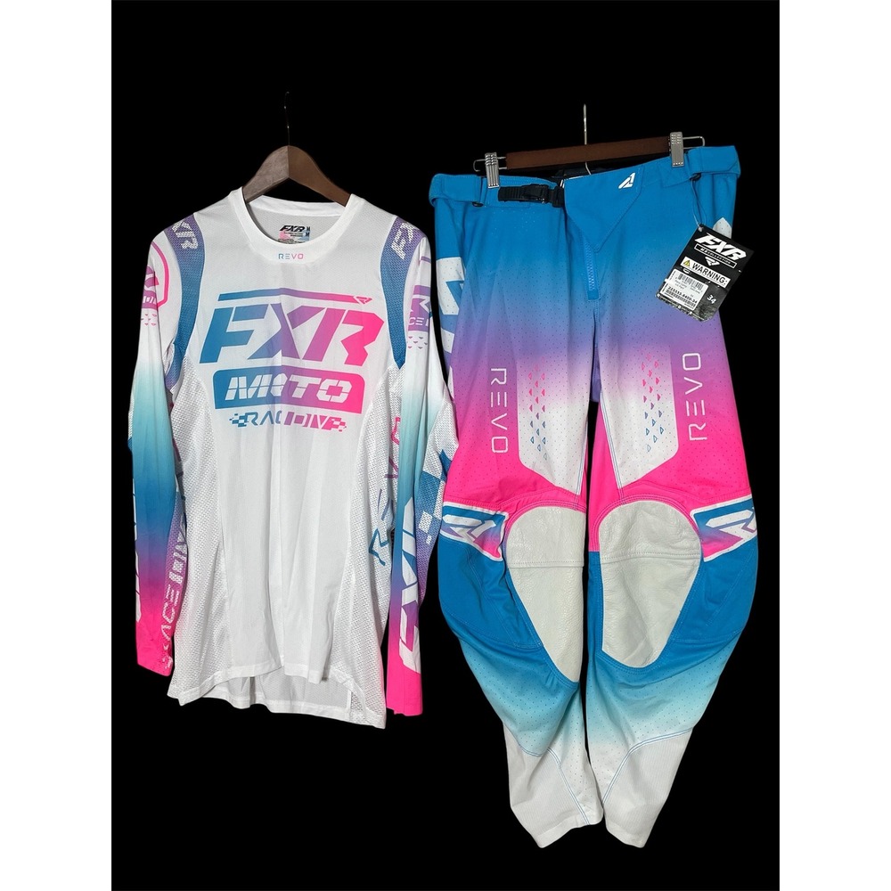 FXR Revo Comp MX Motocross Gear Set Cotton Candy Jersey Medium Pant 34 NWT